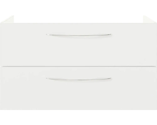 Weißer Unterschrank mit zwei Schubladen und Griffen