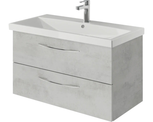 Waschtischunterschrank mit zwei Schubladen und Aufsatzwaschbecken