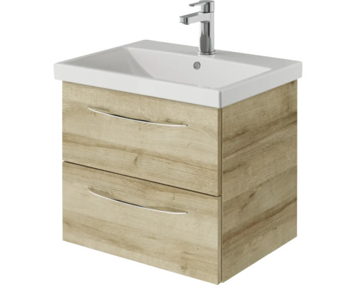 Waschtischunterschrank mit zwei Schubladen und Aufsatzwaschbecken