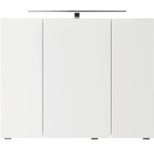 Badmöbel-Set Pelipal Serie 4035 BxHxT 90 x 200 x 45 cm Frontfarbe grau Badmöbelset 3-teilig mit Waschtisch Keramik weiß und Keramik-Waschtisch Waschtischunterschrank Spiegelschrank mit LED-Beleuchtung