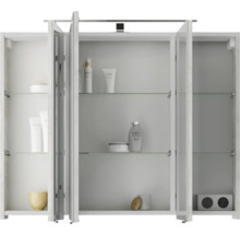 Badmöbel-Set Pelipal Serie 4035 BxHxT 90 x 200 x 45 cm Frontfarbe grau Badmöbelset 3-teilig mit Waschtisch Keramik weiß und Keramik-Waschtisch Waschtischunterschrank Spiegelschrank mit LED-Beleuchtung