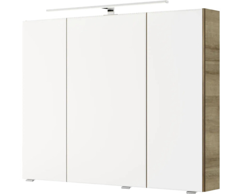 Dreitüriger Badezimmerschrank mit Beleuchtung