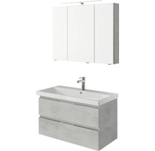 Waschtisch mit Unterschrank, Aufsatzwaschbecken und Spiegelschrank für das Badezimmer