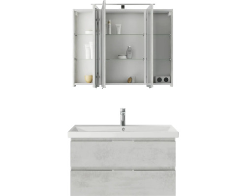 Waschtischkombination mit Spiegelschrank im Badezimmer