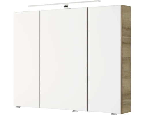 Dreitüriger Badezimmerschrank mit Beleuchtung