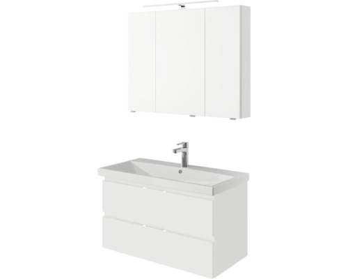 Badezimmermöbel-Set mit Waschtisch, Unterschrank und Spiegelschrank