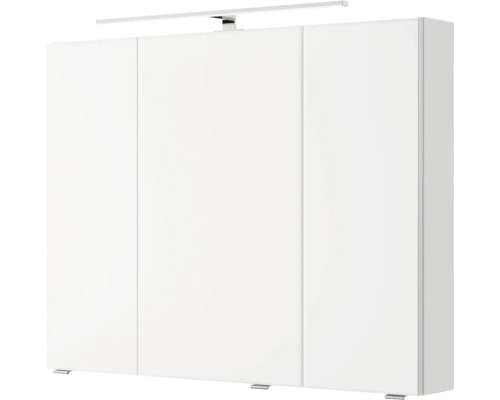 Weißer Kleiderschrank mit drei Türen und Beleuchtung