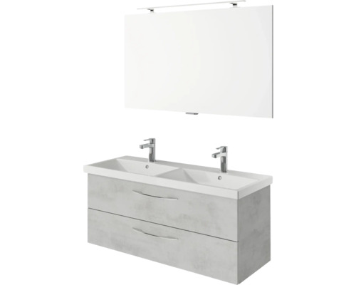 Doppelwaschtisch mit Unterschrank und Spiegel für das Badezimmer