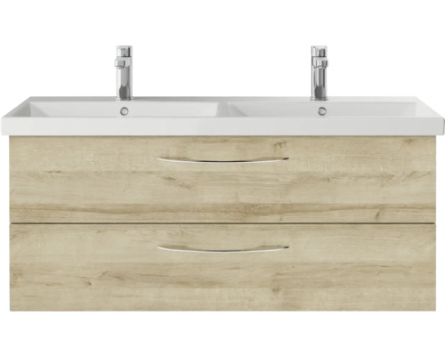 Waschtischunterschrank mit zwei Waschbecken und zwei Schubladen