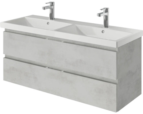 Waschtischunterschrank mit zwei Waschbecken und zwei Schubladen