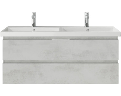 Waschtischunterschrank mit zwei Waschbecken und zwei Schubladen