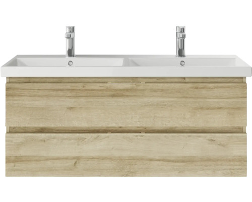 Waschtischunterschrank mit zwei Waschbecken und zwei Schubladen