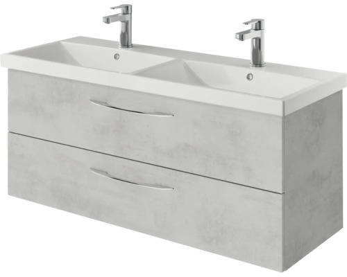 Waschtischunterschrank mit zwei Waschbecken und zwei Schubladen