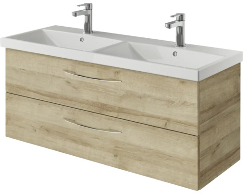 Waschtischunterschrank mit zwei Waschbecken und zwei Schubladen