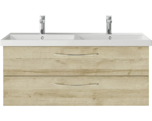 Waschtischunterschrank mit zwei Waschbecken und zwei Schubladen