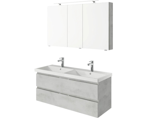 Badezimmermöbelset mit Spiegelschrank, Waschbecken und Unterschrank