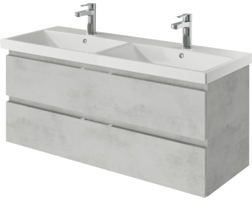 Doppelwaschtisch mit zwei Schubladen und zwei Armaturen