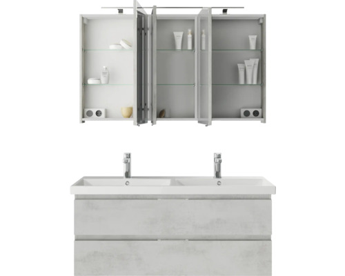 Badmöbelset mit Spiegelschrank und Doppelwaschtisch