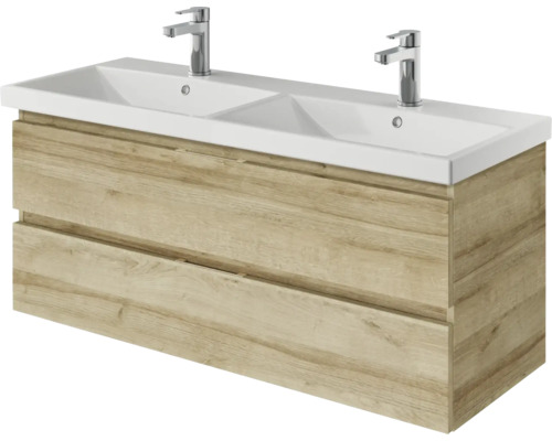 Waschtischunterschrank mit zwei Waschbecken und zwei Schubladen