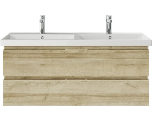 Waschtischunterschrank mit zwei Waschbecken und zwei Schubladen