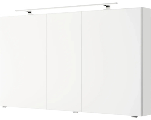 Weißer Kleiderschrank mit drei Türen und Beleuchtung