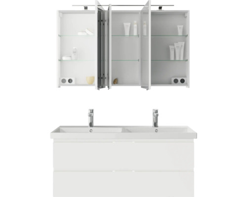 Badezimmer-Set mit Spiegelschrank und Doppelwaschtisch