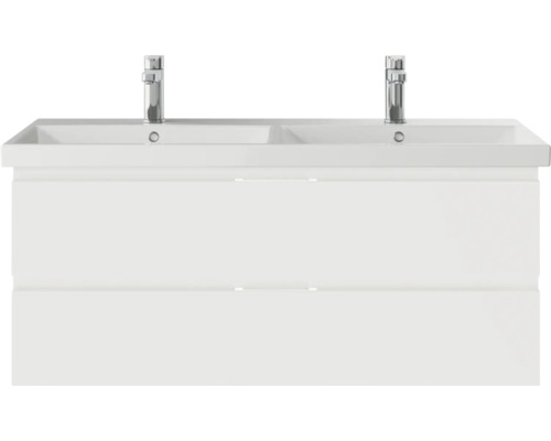 Waschtischunterschrank mit Doppelwaschbecken und zwei Schubladen