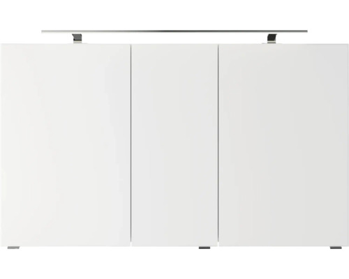 Weißer Hängeunterschrank mit drei Türen und Beleuchtung