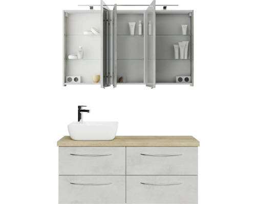 Badezimmermöbel-Set mit Waschbecken, Waschtisch und Spiegelschrank