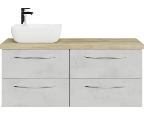 Waschtischunterschrank mit vier Schubladen, Waschbecken und Armatur