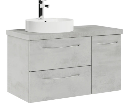 Waschtisch mit Aufsatzwaschbecken, zwei Schubladen und einer Tür