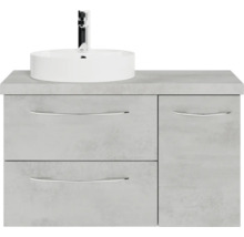 Waschtischunterschrank mit Aufsatzwaschbecken und Armatur