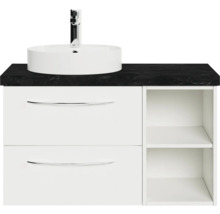 Badmöbelset 4-teilig Pelipal Serie 4035 BxHxT 88 x 61,2 x 44,5 cm Frontfarbe weiß mit Waschtisch Keramik weiß Griff chrom glanz 40350900211500