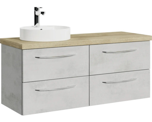 Waschtischunterschrank mit Aufsatzwaschbecken und vier Schubladen
