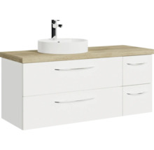 Badmöbelset 4-teilig Pelipal Serie 4035 BxHxT 118 x 61,2 x 44,5 cm Frontfarbe weiß mit Waschtisch Keramik weiß Griff chrom glanz 40351200211500