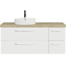 Badmöbelset 4-teilig Pelipal Serie 4035 BxHxT 118 x 61,2 x 44,5 cm Frontfarbe weiß mit Waschtisch Keramik weiß Griff chrom glanz 40351200211500