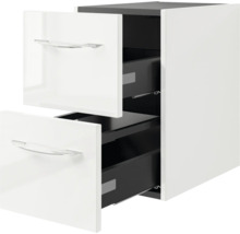 Badmöbelset 4-teilig Pelipal Serie 4035 BxHxT 118 x 61,2 x 44,5 cm Frontfarbe weiß mit Waschtisch Keramik weiß Griff chrom glanz 40351200211500