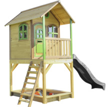 Holzspielhaus mit Rutsche, Leiter und Sandkasten
