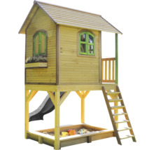 Spielhaus aus Holz mit Rutsche und Sandkasten für den Garten