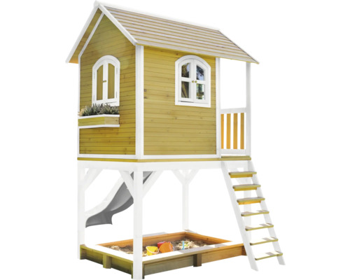 Spielhaus mit Sandkasten, Rutsche und Leiter für den Garten