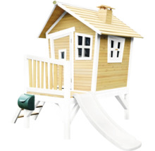 Spielhaus aus Holz mit Rutsche, Fenster und Briefkasten für Kinder