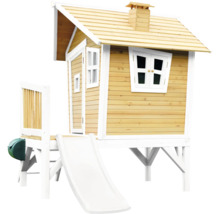 Spielhaus aus Holz mit Rutsche für den Garten