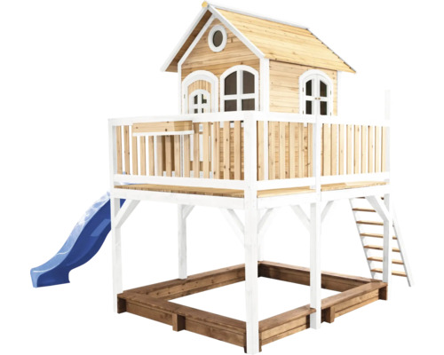 Spielhaus mit Stelzen axi Liam 377 x 255 cm Holz braun bestehend aus Rutsche