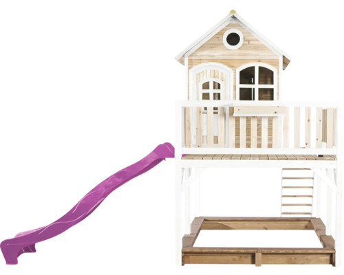 Spielhaus mit Rutsche und Sandkasten für Kinder
