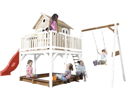 Spielanlage mit Rutsche, Schaukel und Sandkasten für Kinder