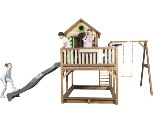 Spielturm mit Rutsche, Schaukel und Spielhaus für Kinder