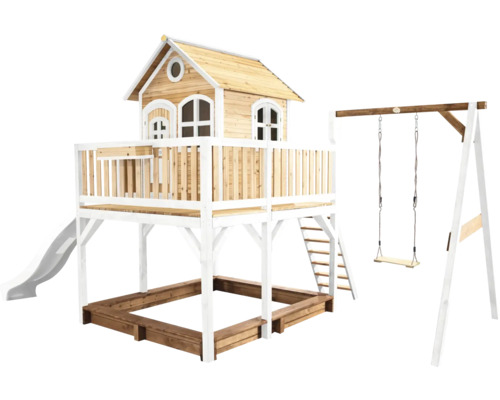 Spielhaus mit Stelzen axi Liam 541 x 277 cm Holz braun bestehend aus Schaukel