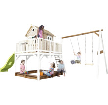 Spielplatz mit Spielhaus, Rutsche, Sandkasten und Schaukel für Kinder