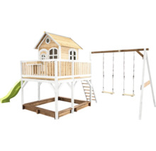Spielhaus mit Rutsche, Sandkasten und Schaukel für den Garten