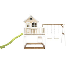 Spielhaus mit Rutsche, Schaukel und Sandkasten für den Garten